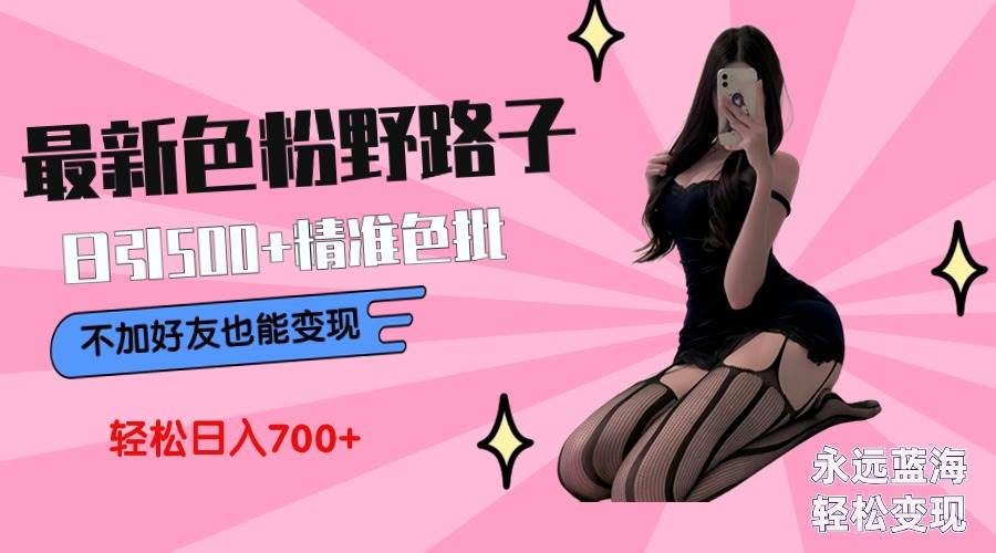 最新色粉变现野路子，日引500+老色批 可不加好友直接变现 小白轻松日入700+-臻优网
