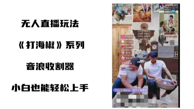 打海椒无人直播整蛊项目，小白轻松上手撸音浪收割器（教程+工具+素材）-臻优网