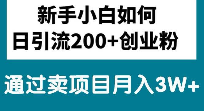 新手小白日引流200+创业粉,通过卖项目月入3W+-臻优网