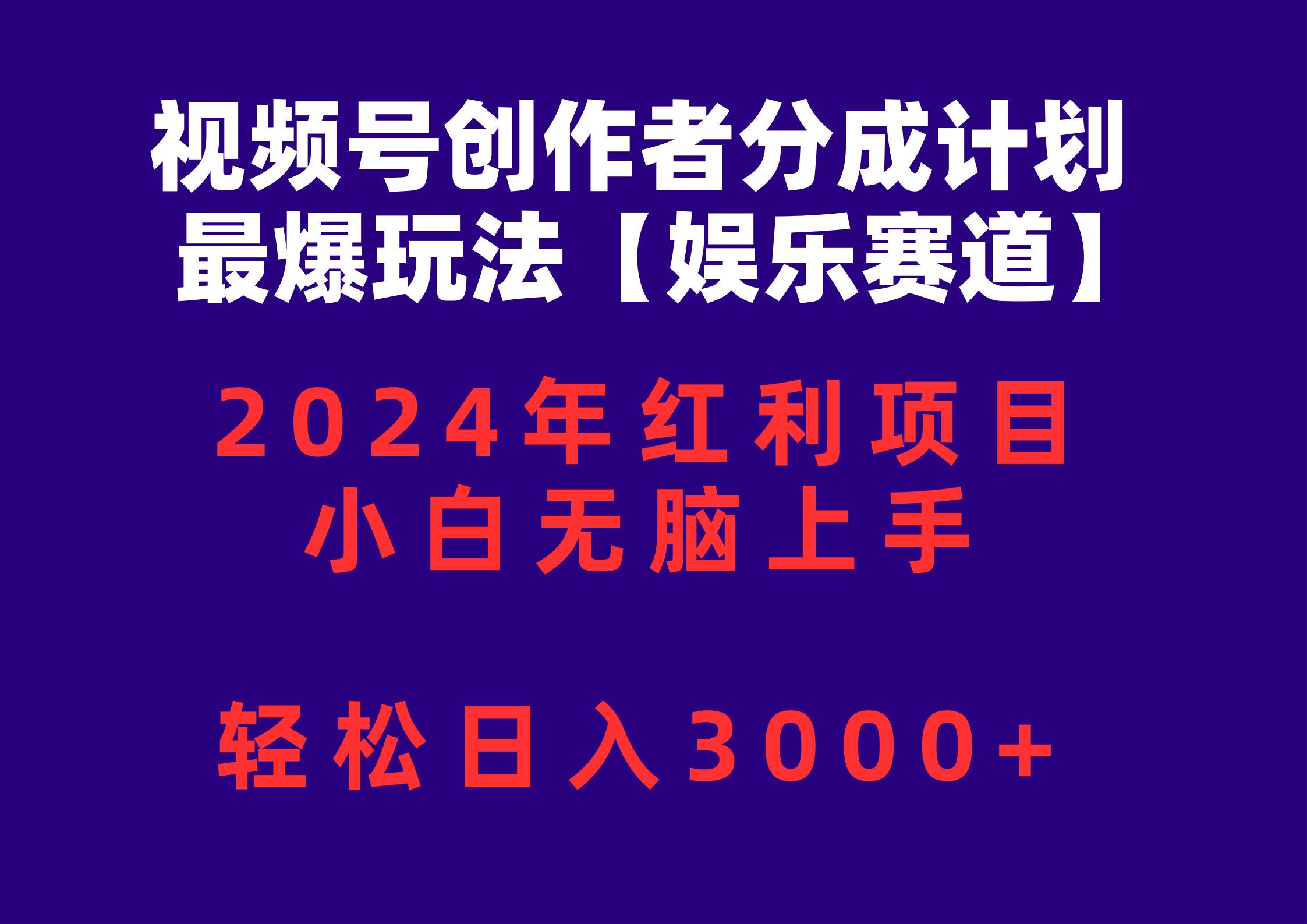 视频号创作者分成2024最爆玩法【娱乐赛道】，小白无脑上手，轻松日入3000+-臻优网