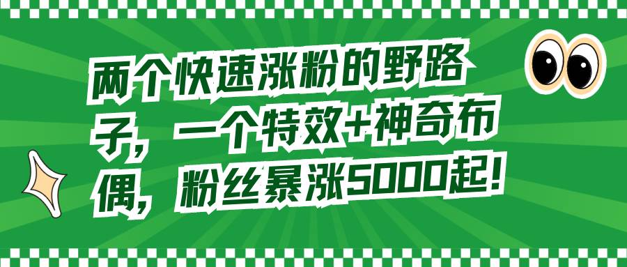 两个快速涨粉的野路子，一个特效+神奇布偶，粉丝暴涨5000起！-臻优网