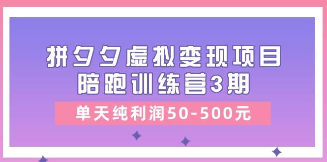 某收费培训《拼夕夕虚拟变现项目陪跑训练营3期》单天纯利润50-500元-臻优网