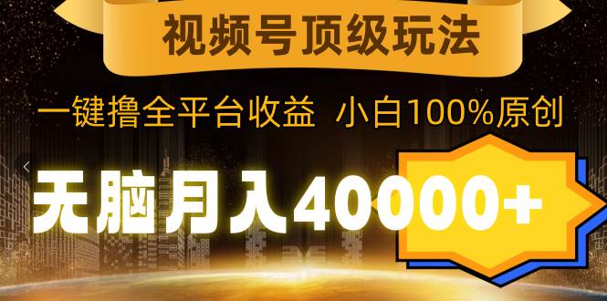 视频号顶级玩法，无脑月入40000+，一键撸全平台收益，纯小白也能100%原创-臻优网