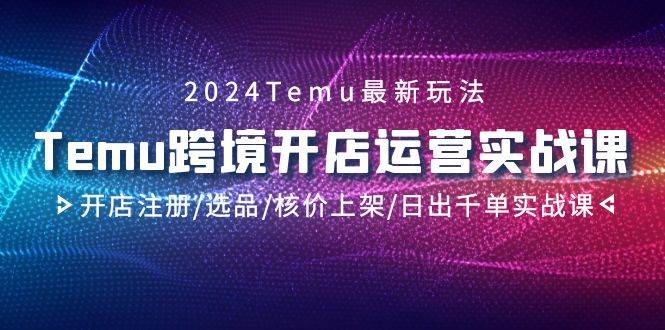2024Temu跨境开店运营实战课，开店注册/选品/核价上架/日出千单实战课-臻优网