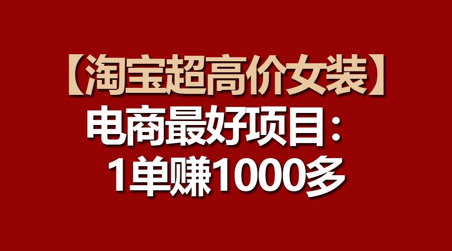 【淘宝超高价女装】电商最好项目：一单赚1000多-臻优网