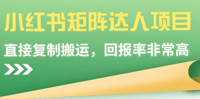 小红书矩阵达人项目，直接复制搬运，回报率非常高-臻优网
