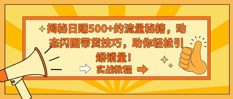 揭秘日赚500+的流量秘籍，动态闪图带货技巧，助你轻松引爆销量！-臻优网