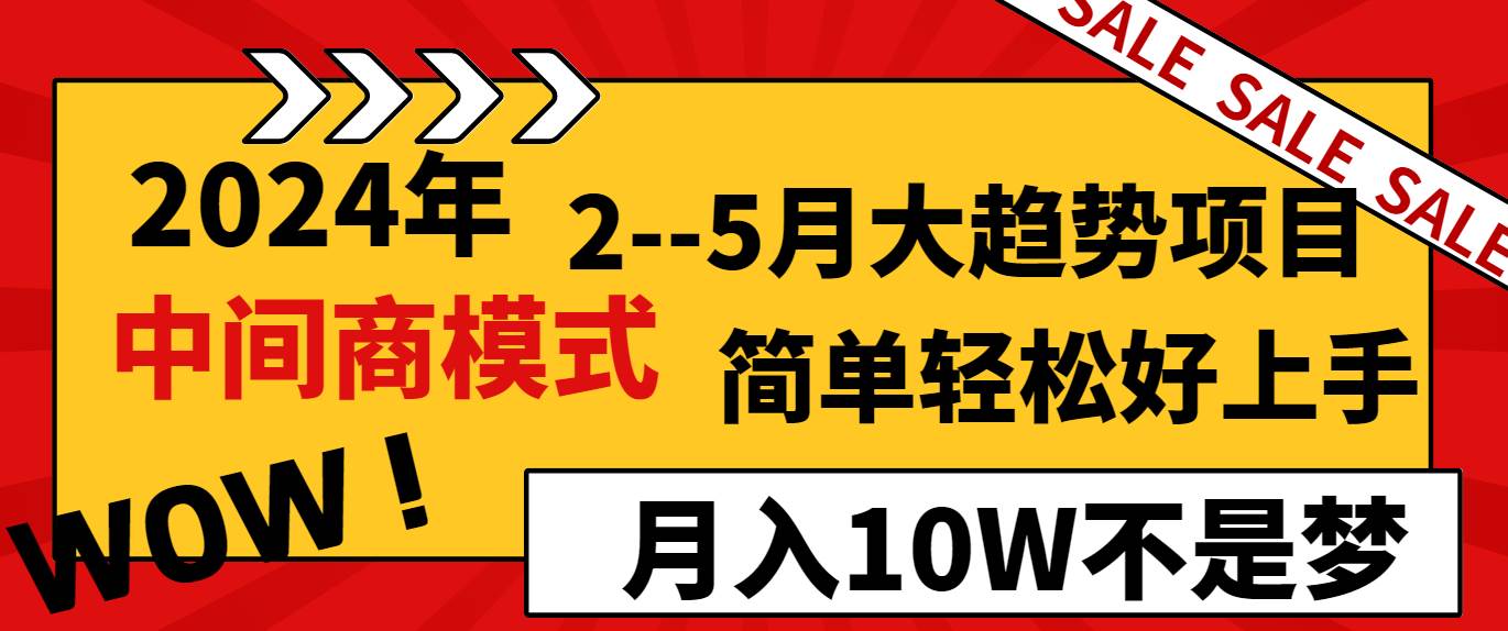2024年2–5月大趋势项目，利用中间商模式，简单轻松好上手，轻松月入10W…-臻优网