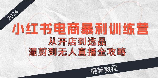 2024小红书电商暴利训练营：从开店到选品，混剪到无人直播全攻略-臻优网