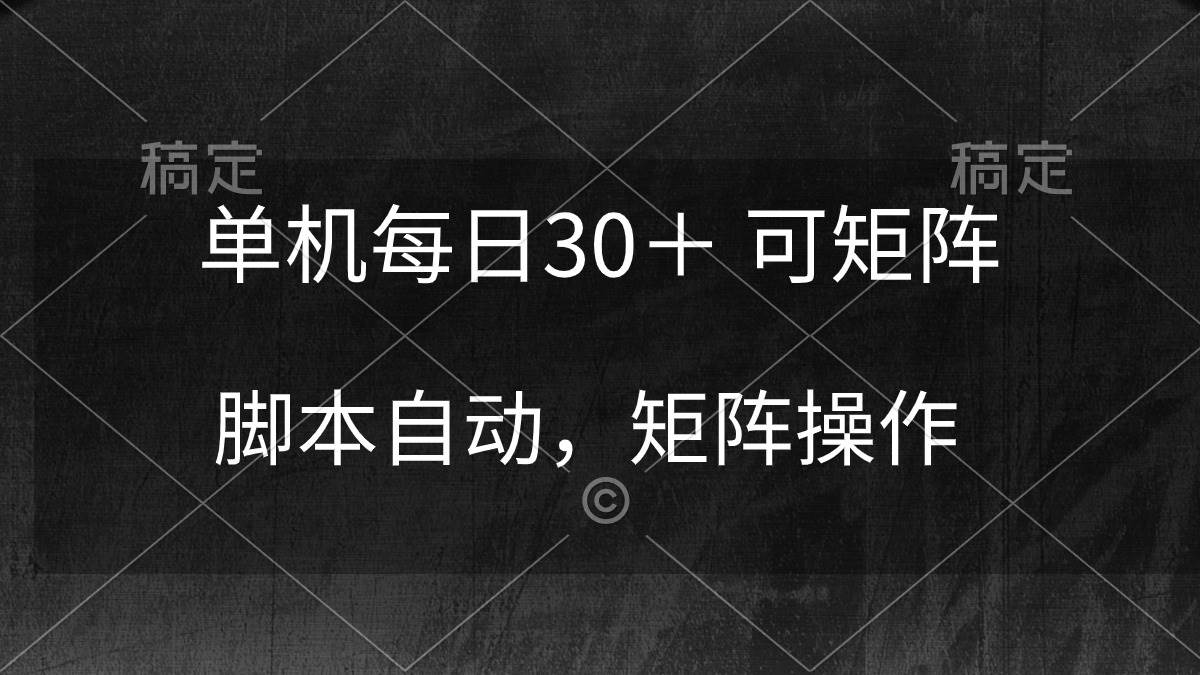 单机每日30＋ 可矩阵，脚本自动 稳定躺赚-臻优网