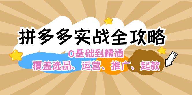 拼多多实战全攻略：0基础到精通，覆盖选品、运营、推广、起款-臻优网