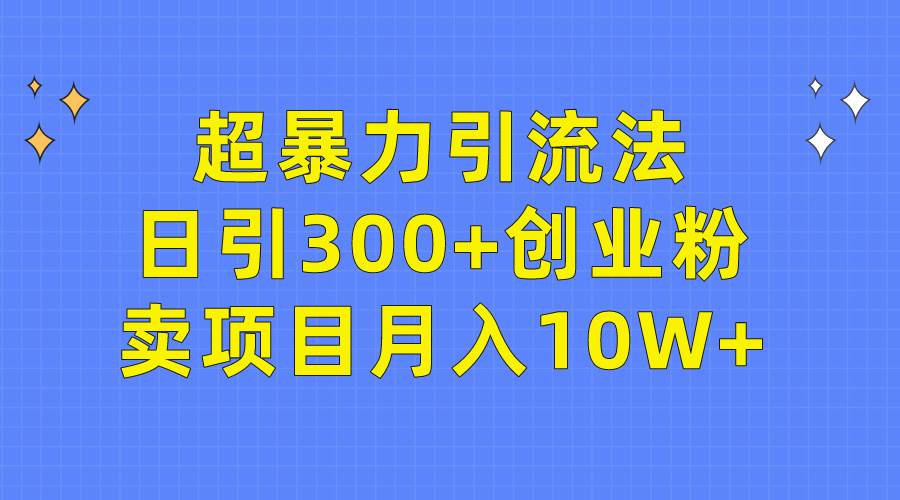 超暴力引流法，日引300+创业粉，卖项目月入10W+-臻优网