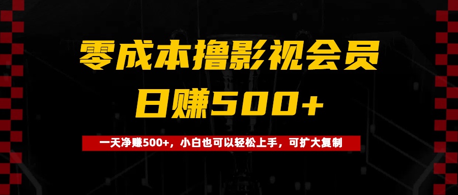 0成本撸影视会员，一天净赚500+，小白也可以轻松上手，可扩大复制-臻优网
