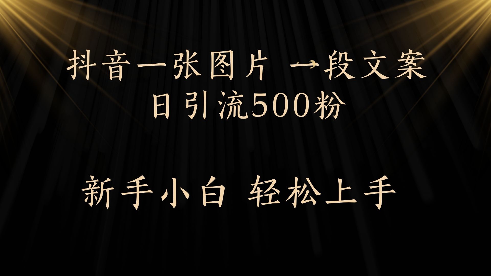 每天2分钟，抖音一张图片 一段文案日引流500粉-臻优网