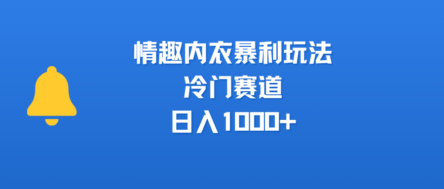 情趣内衣暴利玩法，冷门赛道，日入1000+-臻优网