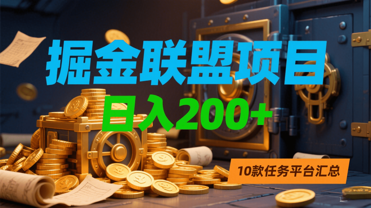 掘金联盟项目，日入200+，10款任务平台汇总-臻优网