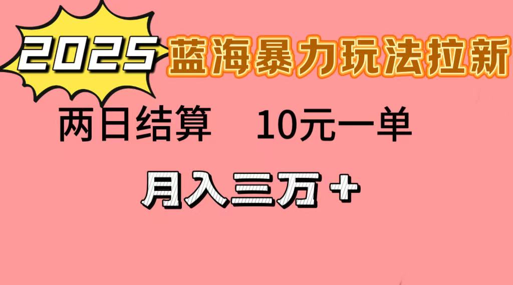 蓝海暴力拉新项目，10元一单，两日结算，月入3w➕-臻优网
