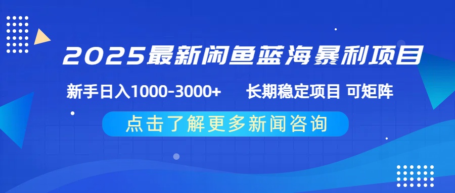 2025最新闲鱼蓝海暴利项目 ，新手日入1000-3000+ 长期稳定项目 可矩阵-臻优网