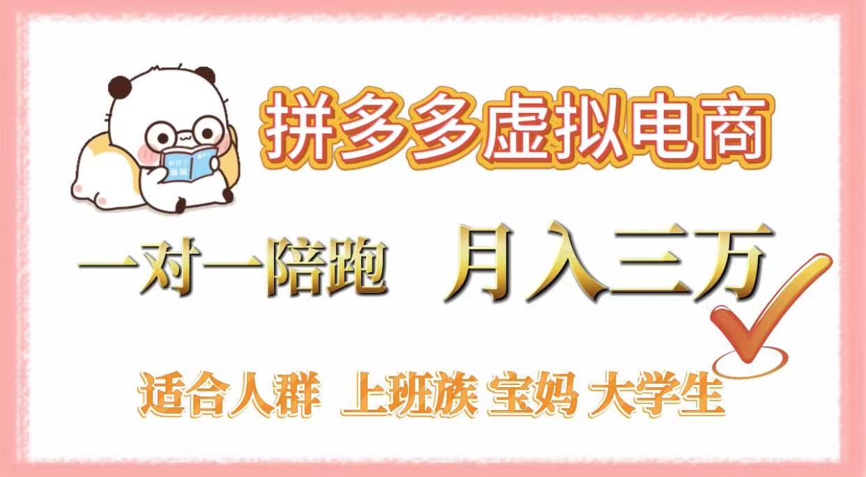 拼多多虚拟电商，一对一陪跑，月入3万，0囤货，轻资产，不发货-臻优网