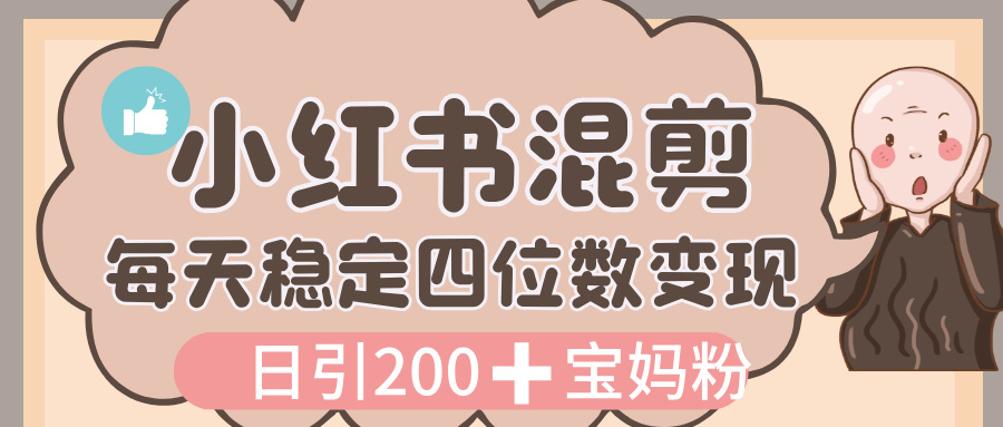 价值 3980 的小红书混剪， 虚拟变现，日引 200+宝妈创业粉，每天稳定四位数变现-臻优网