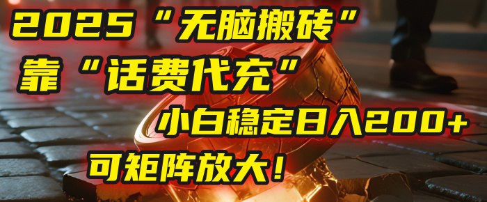 无脑搬砖项目：靠“话费代充”，小白稳定日入200+，可矩阵放大！-臻优网