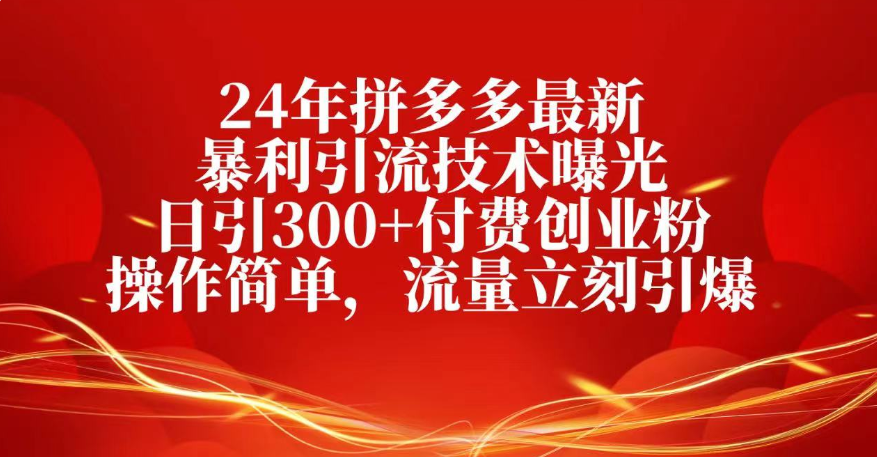 25年拼多多最新暴利引流技术曝光、日引300+付费创业粉操作简单，流量立刻引爆-臻优网