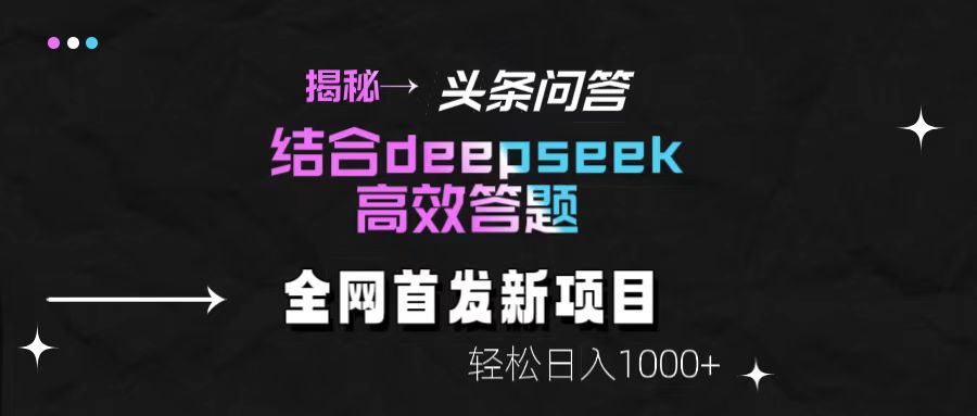 头条问答新玩法！结合deepseek高效答题，轻松日入1000+【揭秘】-臻优网