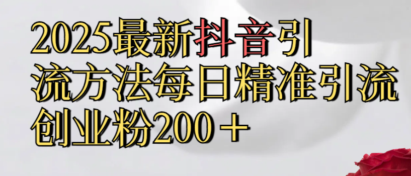 2025最新抖音引流,方法每日精准引流创业粉300+-臻优网