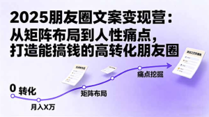 2025朋友圈文案变现营：从矩阵布局到人性痛点，打造能搞钱的高转化朋友圈-臻优网
