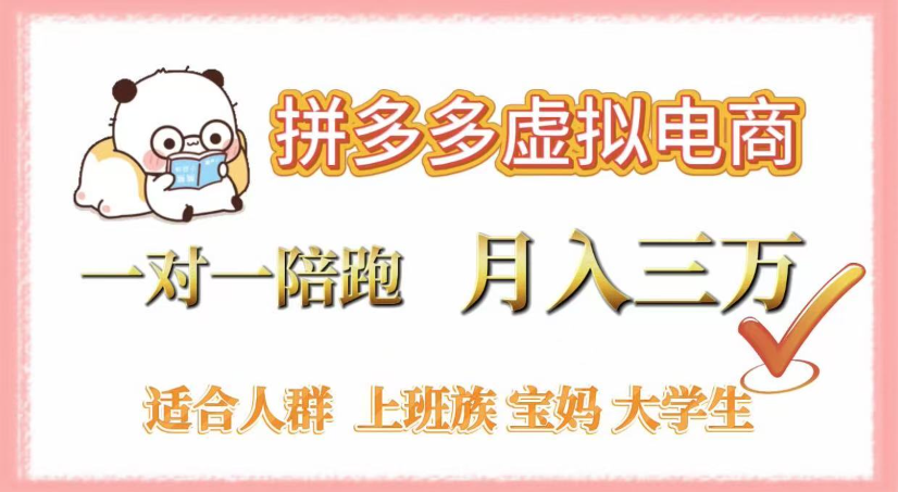 拼多多虚拟电商，0囤货，轻资产，无需发货，一对一陪跑，月入3万-臻优网